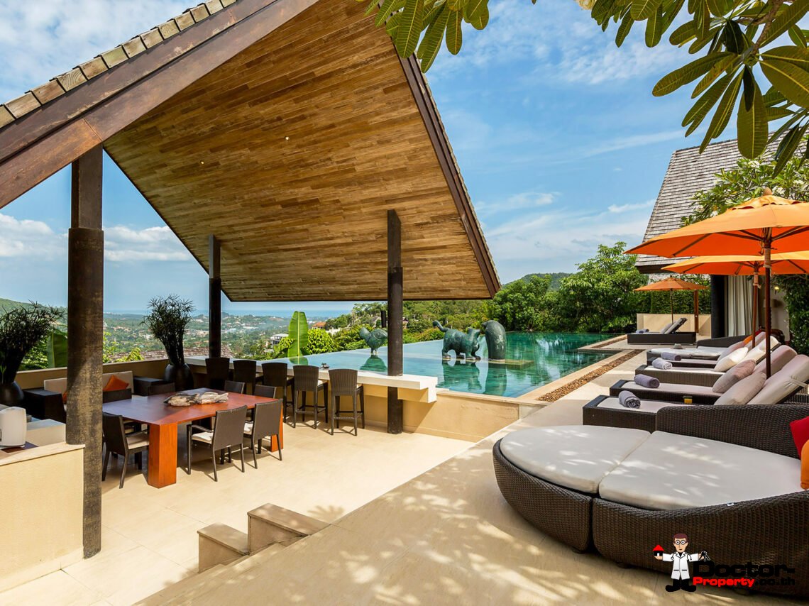 Luxury 4-5 Bedroom Private Pool Villa with Sea View in Bo Phut, Koh Samui – For Sale